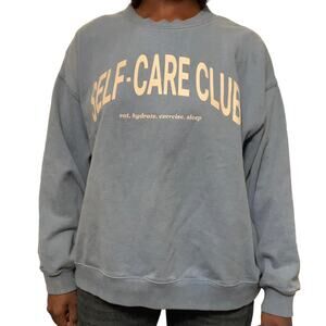 Self Care Club Blue  Crewneck Sweatshirt, Large